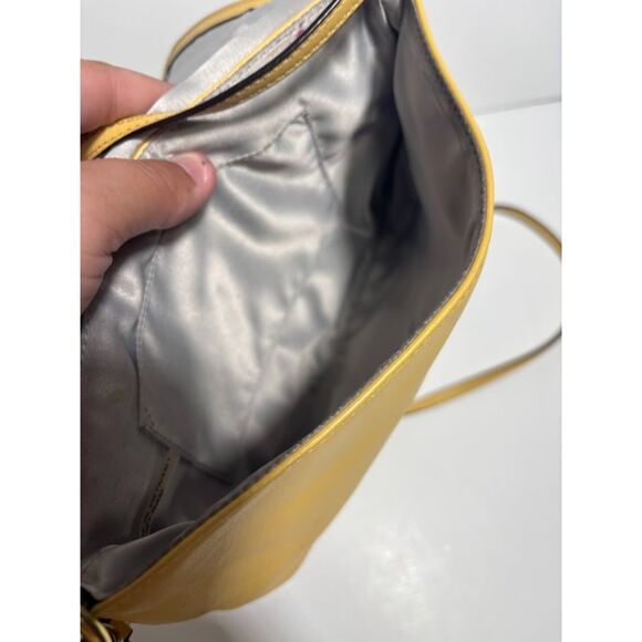 Coach Kristin Purse Leather Crossbody Handbag Bag Yellow y2k Baguette Flap Close - Picture 6 of 7